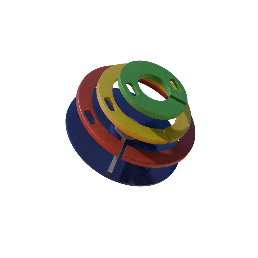 Exploded axis view of modular plate system